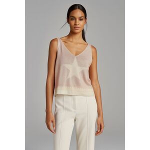 VENTI6‎ Shimmer Star Tank Top – Pink & Cream – Size Medium – Italy